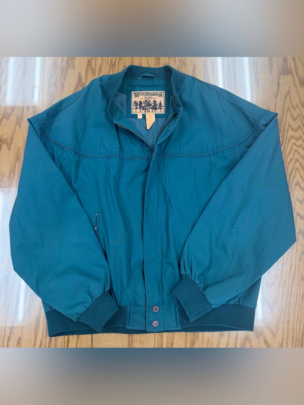 True Vintage 70s Woodsman ATA Green Bomber Jacket Chore Barn Bean Coat XL 24x25